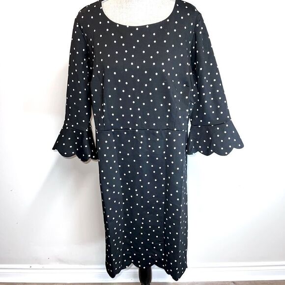 NWT Talbots Scalloped Bell Sleeve Polka Dot Dress Sz 16W Plus Petite - Picture 3 of 10